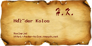 Héder Kolos névjegykártya